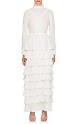 SIRTHE LABEL Lucille Embroidered Ivory Cotton Maxi Dress ~ feminine tiers
