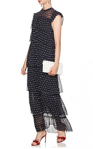SIRTHE LABEL Marceau Navy and White Polka Dot Silk Maxi Dress - flipped