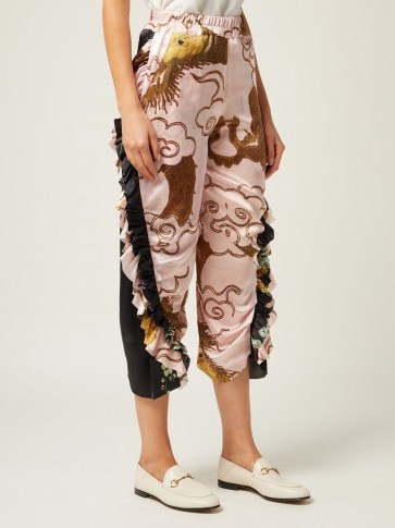 BY WALID Sissy pink antique-silk trousers | oriental inspired prints - flipped
