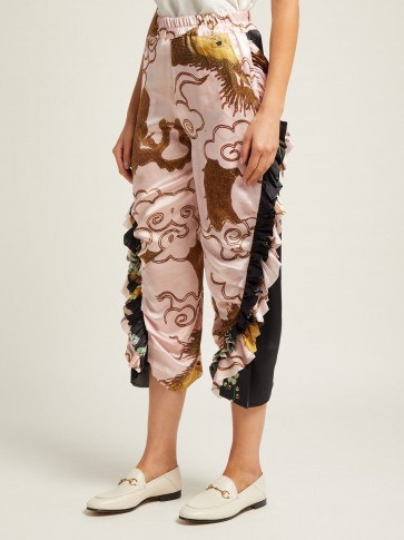 BY WALID Sissy pink antique-silk trousers | oriental inspired prints