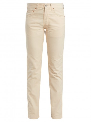 HOLIDAY BOILEAU Slim-fit cream cotton-corduroy trousers