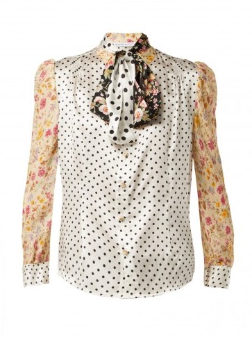 EDELTRUD HOFMANN Sofi contrast-panel mixed print silk blouse ~ retro look clothing - flipped