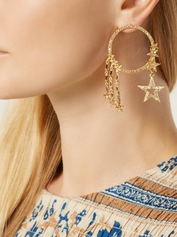 OSCAR DE LA RENTA Star crystal-embellished hooped earrings - flipped