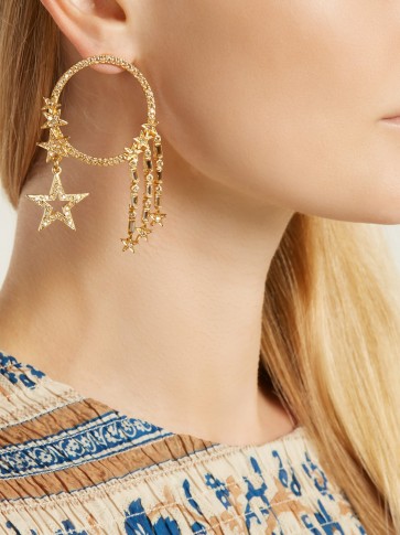 OSCAR DE LA RENTA Star crystal-embellished hooped earrings