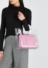 STAUD Shirley PVC and pink leather tote / clear handbag