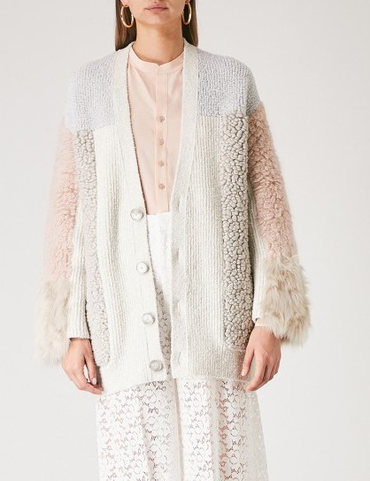 STELLA MCCARTNEY Patchwork knitted cardigan ~ fluffy sleeved cardi ~ luxe knitwear - flipped
