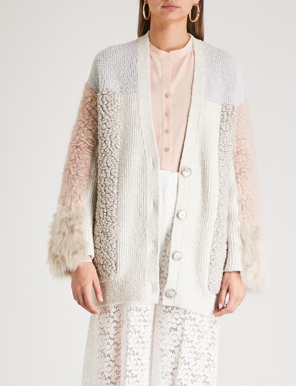 STELLA MCCARTNEY Patchwork knitted cardigan ~ fluffy sleeved cardi ~ luxe knitwear