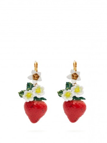 DOLCE & GABBANA Strawberry drop earrings | fun fruit & flower jewellery - flipped