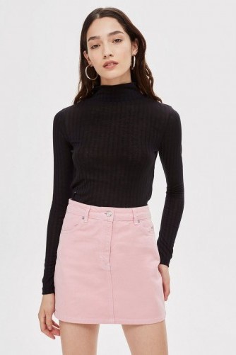 Topshop Sugar Pink Denim Skirt | girly mini - flipped