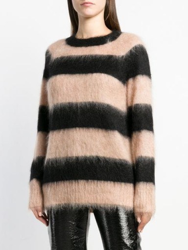 T BY ALEXANDER WANG black and clay striped oversized jumper | soft feel crew neck - flipped
