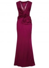 TALBOT RUNHOF Raspberry bow-embellished satin gown ~ standout event wear