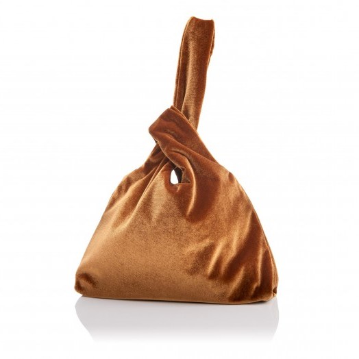 L.K. Bennett TAYLOR BRONZE VELVET BAG / luxury style brown metallic bags - flipped