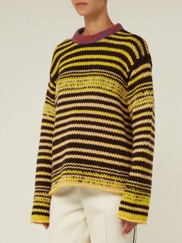 TCALVIN KLEIN 205W39NYC Television striped wool sweater ~ yellow drop shoulder jumper - flipped
