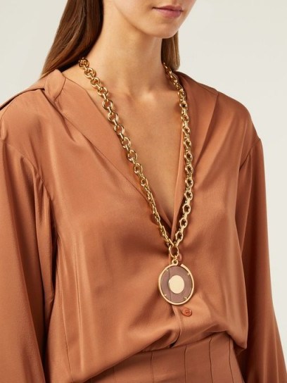 CHLOÉ Terry Plexiglas necklace ~ large round pendant necklaces - flipped