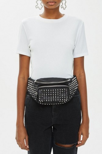 Topshop Tokyo Studded Bumbag in Black | chunky fanny pack