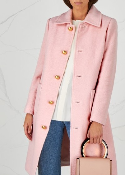 TORY BURCH Colette pink wool-blend bouclé – candy floss colour – luxe winter coats - flipped