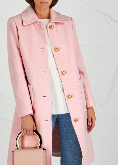 TORY BURCH Colette pink wool-blend bouclé – candy floss colour – luxe winter coats