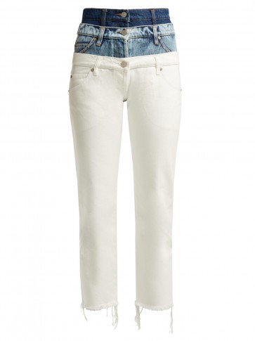 NATASHA ZINKO Tripple waistband slim-fit cotton jeans ~ multi denim