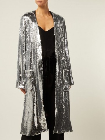 RACIL Vivien silver sequinned coat ~ metallic evening wear - flipped