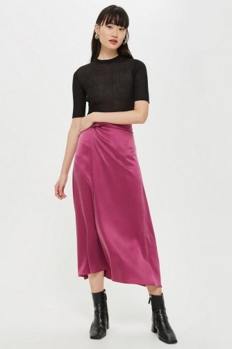 Topshop Waterfall Skirt in Raspberry by Boutique - flipped