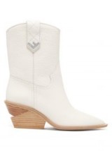 FENDI Western white leather ankle boots ~ cut-out block heel