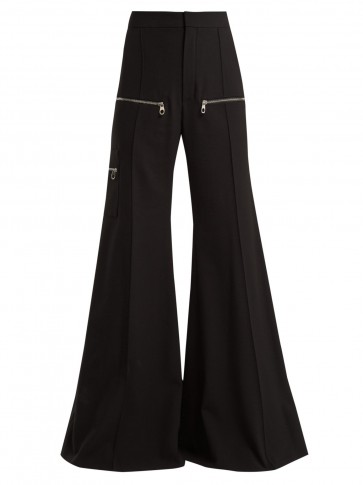 CHLOÉ Black Wide-leg virgin-wool blend trousers ~ 70s style extreme flares