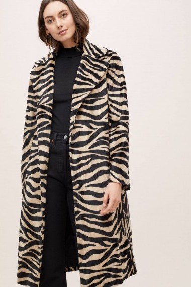 Helene Berman London Wild Trench Coat Black Motif ~ everyday glamour ~ zebra print coat - flipped