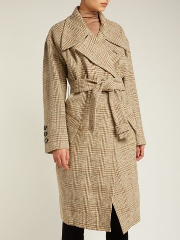 VIVIENNE WESTWOOD Wilma belt-fastening beige tartan wool coat ~ stylish winter coats
