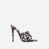 EGO Zadie Pointed Peep Toe Heel Mule In White Leopard Print Faux Suede ~ glamorous stiletto heel mules