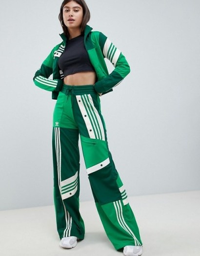 adidas Originals X Danielle Cathari Deconstructed Track Pants In Green | wide leg sports pants - flipped