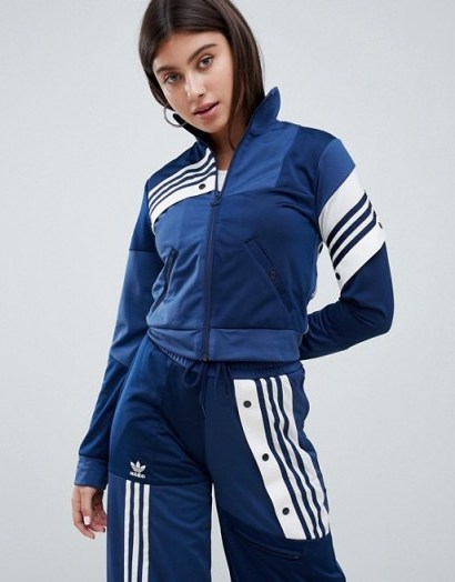 adidas Originals X Danielle Cathari Deconstructed Track Top In Navy | blue sports jackets - flipped
