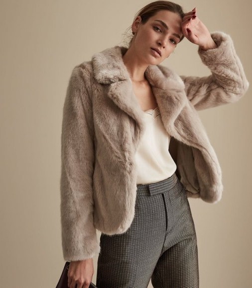 REISS AILA FAUX FUR JACKET NEUTRAL ~ a touch of luxe - flipped