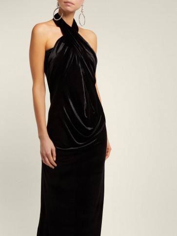 NORMA KAMALI All-in-one black velvet maxi dress ~ multi-way evening dress