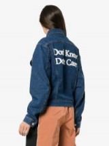 ASHLEY WILLIAMS ‘Don’t Know Don’t Care’ slogan Western denim jacket
