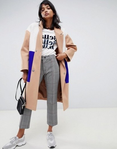 ASOS DESIGN colourblock coat – contemporary design outerwear - flipped