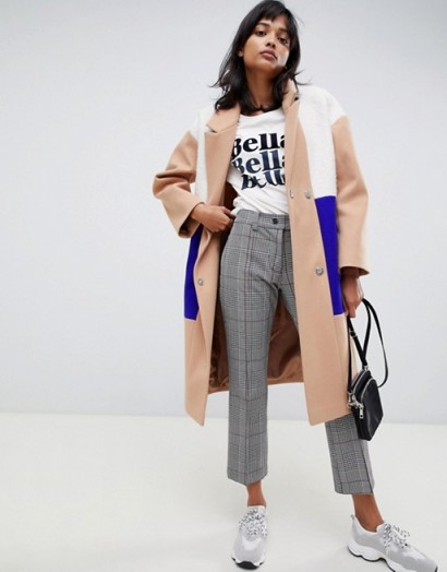 ASOS DESIGN colourblock coat – contemporary design outerwear