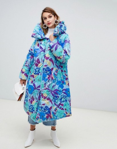 ASOS DESIGN hero floral longline puffer | padded longline winter coats