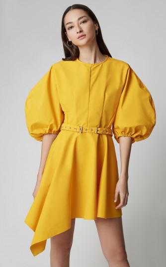 Marques Almeida Asymmetric Balloon Sleeve Faille Mini Dress in Yellow ~ contemporary & feminine