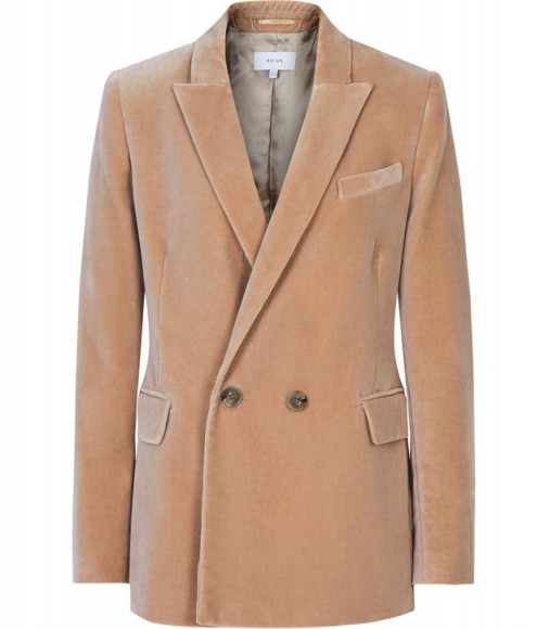 REISS AUBRIE VELVET BLAZER PINK ~ soft feminine jacket