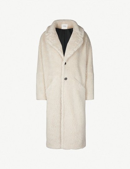 BA&SH John faux-shearling teddy coat in ecru ~ natural toned winter coat - flipped