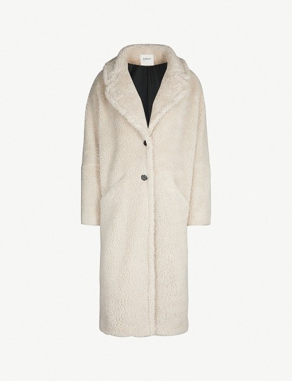 BA&SH John faux-shearling teddy coat in ecru ~ natural toned winter coat