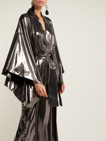 NORMA KAMALI Belted silver lamé robe