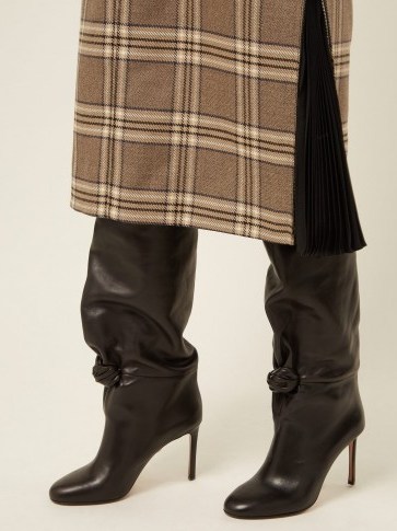 SAMUELE FAILLI Betsy knee-high black leather boots ~ slouchy knot detail boot - flipped