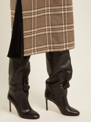 SAMUELE FAILLI Betsy knee-high black leather boots ~ slouchy knot detail boot