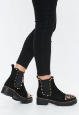 MISSGUIDED black extreme spike faux suede ankle boots – stud embellished boot