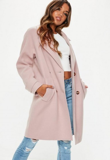 MISSGUIDED blush double breasted cocoon coat – pink luxe style coats