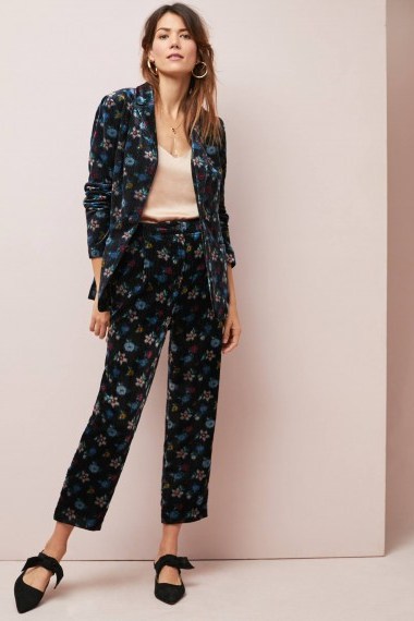 ett:twa Brittany Printed-Corduroy Trousers in Black Motif / floral cropped cords - flipped