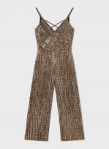 MISS SELFRIDGE Bronze Sequin Jumpsuit – glamorous party fashion