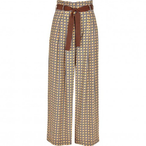 River Island Brown printed wide leg belted trousers - flipped