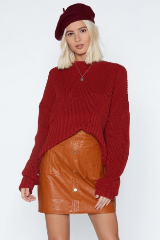 NASTY GAL Button-Down on Me Faux Leather Skirt in Tan – brown tone fashion